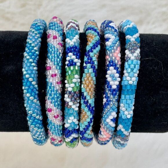 HAND CRAFTED in Nepal Beaded Bracelets (set of 6) #304 - Picture 4 of 5